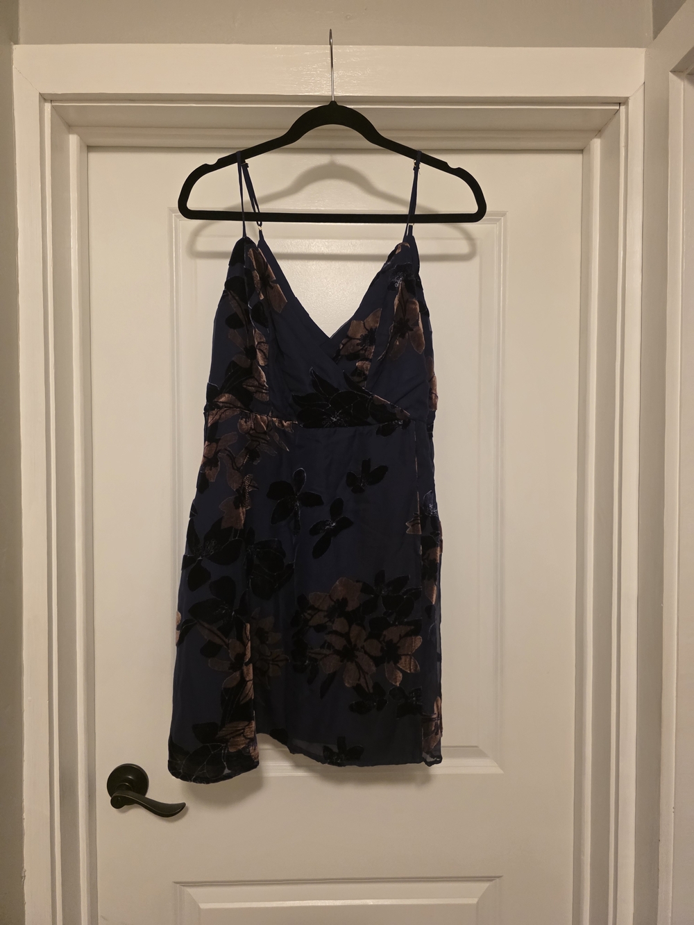 Lulu's Navy Blue Velvet Floral Slip Dress